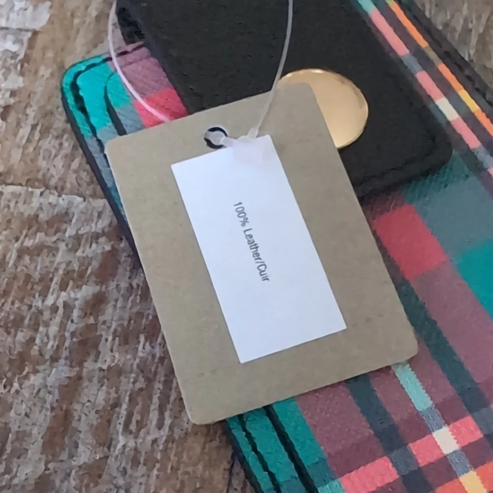 J Crew Leather Tartan Luggage Tag NWT